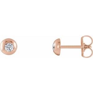 Ladies Natural Diamond Domed Stud Earring — 14K Rose Gold
