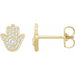 Ladies Natural Diamond Hamsa Earrings — 14K Yellow Gold