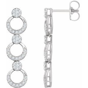 Ladies Natural Diamond Geometric Earrings — 14K White Gold