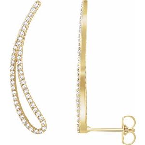 Ladies Natural Diamond Ear Climbers — 14K Yellow Gold