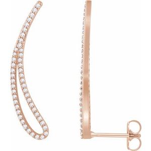 Ladies Natural Diamond Ear Climbers — 14K Rose Gold