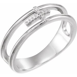 Ladies Natural Diamond Negative Space Cross Ring (SI2-SI3, G-H) — Platinum