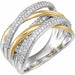 Ladies 14K White/ Natural Diamond Criss-Cross Ring (I1, H+) — 14K White/Yellow Gold