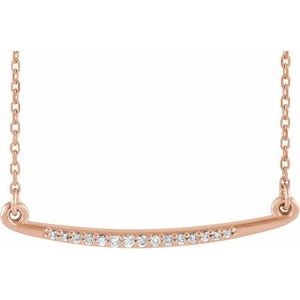 Ladies Natural Diamond Curved Bar Necklace (I1, G-H) — 14K Rose Gold