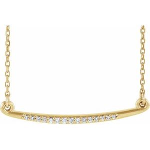 Ladies Natural Diamond Curved Bar Necklace (I1, G-H) — 14K Yellow Gold