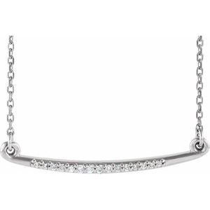 Ladies Natural Diamond Curved Bar Necklace (I1, G-H) — Platinum