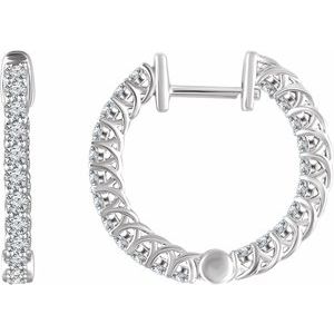 Ladies Natural Diamond Inside-Outside 20.1 mm Hoop Earrings (I1, H+) — 14K White Gold