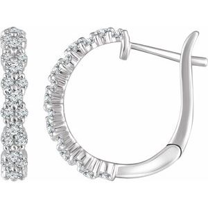 Ladies Natural Diamond Hoop Earrings (I1, H+) — 14K White Gold