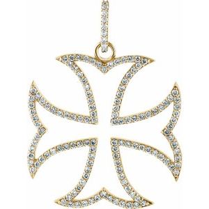 Ladies Natural Diamond Maltese Cross Pendant (I1, G-H) — 14K Yellow Gold