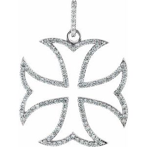 Ladies Natural Diamond Maltese Cross Pendant (I1, G-H) — 14K White Gold