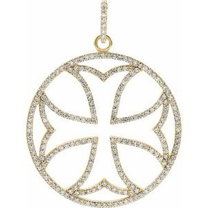 Ladies Natural Diamond Cross Pendant (I1, G-H) — 14K Yellow Gold