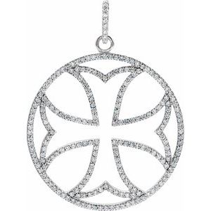 Ladies Natural Diamond Cross Pendant (I1, G-H) — 14K White Gold