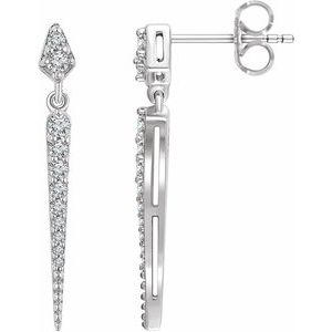 Ladies Natural Diamond Spike Earrings — 14K White Gold