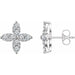 Ladies Natural Diamond Flower Earrings — 14K White Gold