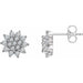 Ladies Natural Diamond Cluster Earrings — 14K White Gold