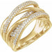 Ladies 14K White/ Natural Diamond Criss-Cross Ring (I1, H+) — 14K Yellow Gold