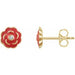 Ladies Natural Diamond Enamel Flower Earrings (I2, H+) — 10K Yellow Gold
