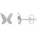 Ladies Natural Diamond Butterfly Youth Earrings — 14K White Gold