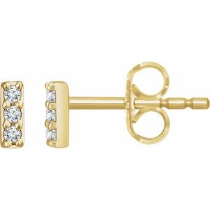 Ladies Natural Diamond Bar Earrings — 14K Yellow Gold