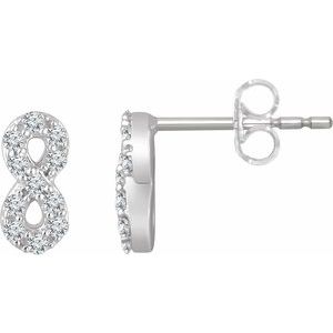 Ladies Natural Diamond Infinity Earrings — 14K White Gold