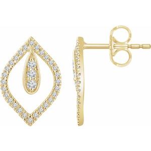 Ladies Natural Diamond Freeform Earrings — 14K Yellow Gold
