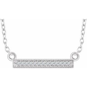 Ladies Natural Diamond Bar Necklace (I1, H+) — 14K White Gold