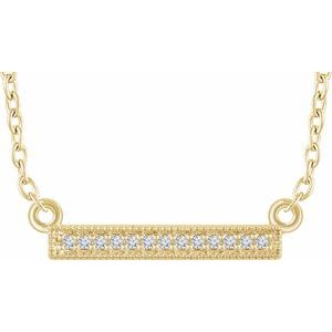 Ladies Natural Diamond Bar Necklace (I1, H+) — 14K Yellow Gold