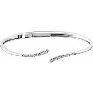 Ladies Natural Diamond Bypass Hinged Cuff Bracelet (I1, H+) — 14K White Gold