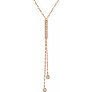 Ladies Natural Diamond Y Necklace (I1, H+) — 14K Rose Gold