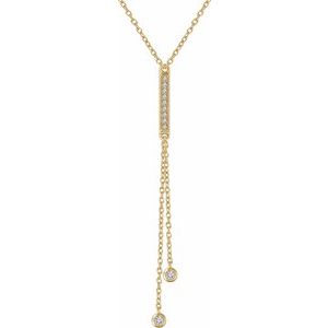 Ladies Natural Diamond Y Necklace (I1, H+) — 14K Yellow Gold