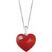 Ladies Natural Diamond Red Enamel Heart Necklace (I2, H+) — Sterling Silver