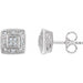 Ladies Natural Diamond Cluster Earrings — 14K White Gold