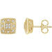 Ladies Natural Diamond Cluster Earrings — 14K Yellow Gold