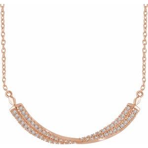 Ladies Natural Diamond Twisted Bar Necklace (I1, H+) — 14K Rose Gold