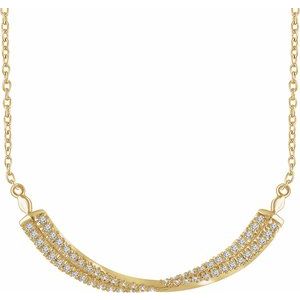 Ladies Natural Diamond Twisted Bar Necklace (I1, H+) — 14K Yellow Gold