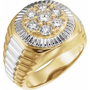 Ladies 14K Yellow/ Natural Diamond Cluster Ring (I1, G-H) — 14K Yellow/White Gold
