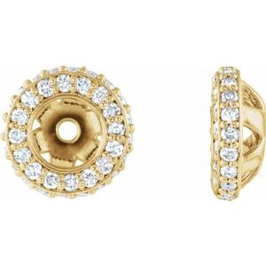 Ladies Natural Diamond Earrings Jacket — 14K Yellow Gold