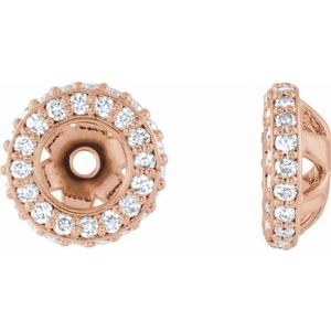 Ladies Natural Diamond Earrings Jacket — 14K Rose Gold