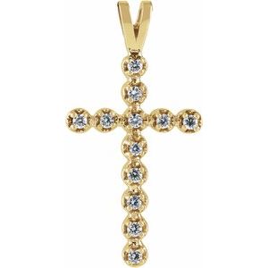 Ladies Natural Diamond Cross Pendant (Si1, G-H) — 14K Yellow Gold