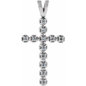 Ladies Natural Diamond Cross Pendant (Si1, G-H) — 14K White Gold