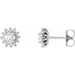 Ladies Natural Diamond Halo-Style Earrings — Sterling Silver
