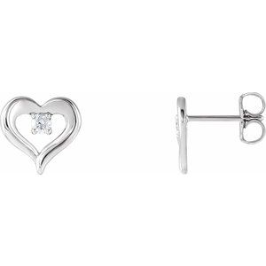 Ladies Natural Diamond Heart Earrings (Si2-Si3, G-H) — Platinum