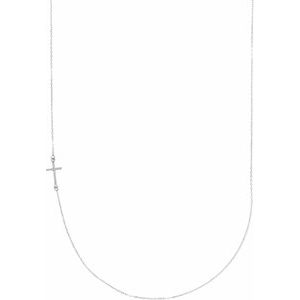 Ladies Natural Diamond Off-Center Sideways Cross Necklace (Si2-Si3, G-H) — Platinum