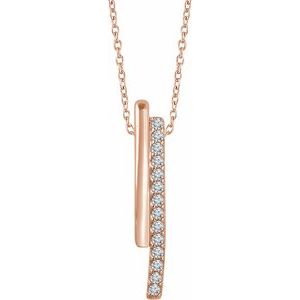 Ladies Natural Diamond Bar Necklace (I1, H+) — 14K Rose Gold
