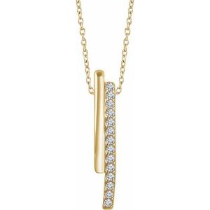 Ladies Natural Diamond Bar Necklace (I1, H+) — 14K Yellow Gold