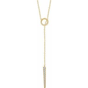 Ladies Natural Diamond Circle Bar Y Necklace (I1, H+) — 14K Yellow Gold