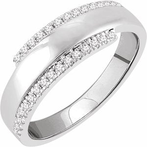 Ladies Natural Diamond Bypass Ring (I1, H+) — 14K White Gold