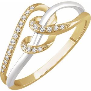 Ladies 14K White/ Natural Diamond Negative Space Ring (I1, H+) — 14K White/Yellow Gold