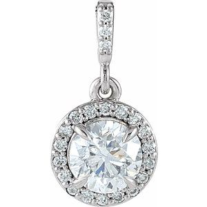 Ladies Natural Diamond Halo-Style Pendant (Si2-Si3, G-H) — Platinum