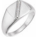 Ladies Natural Diamond 12 mm Square Signet Ring — 14K White Gold